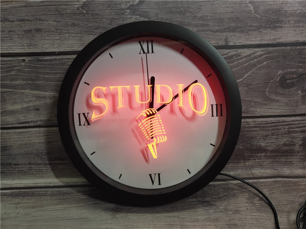 Studio Microphone Bluetooth Controlled Wall Clock – Dope Neons