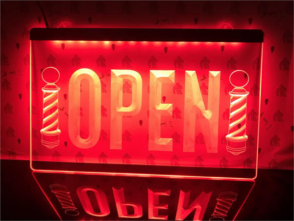 Open Barber Poles Hair Illuminated Sign – Dope Neons