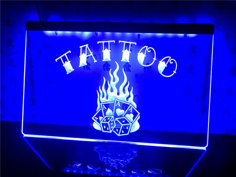 Image of Tattoo Poker Dice Illuminated Sign