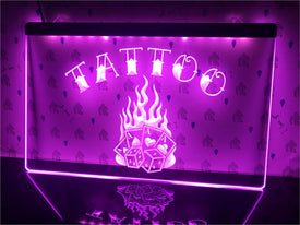 Tattoo Poker Dice Illuminated Sign