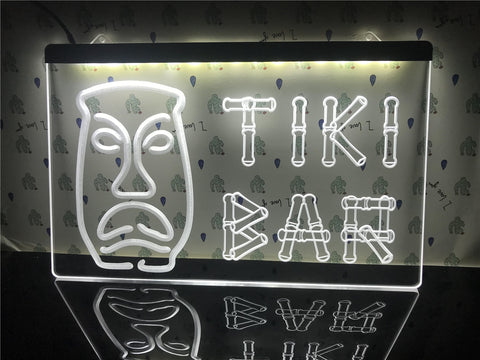 Image of Tiki Bar Bamboo Mask Illuminated Sign