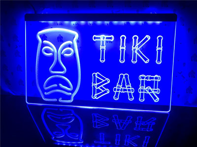 Tiki Bar Bamboo Mask Illuminated Sign