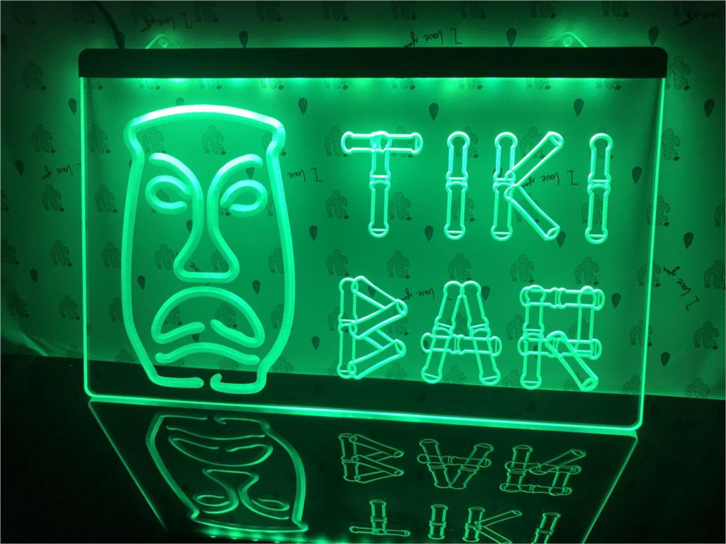 Tiki Bar Bamboo Mask Illuminated Sign