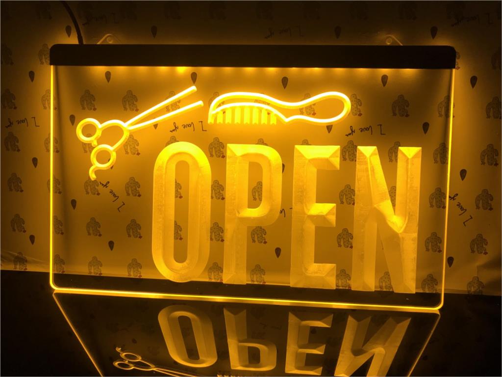 Open Hairdressers Illuminated Sign