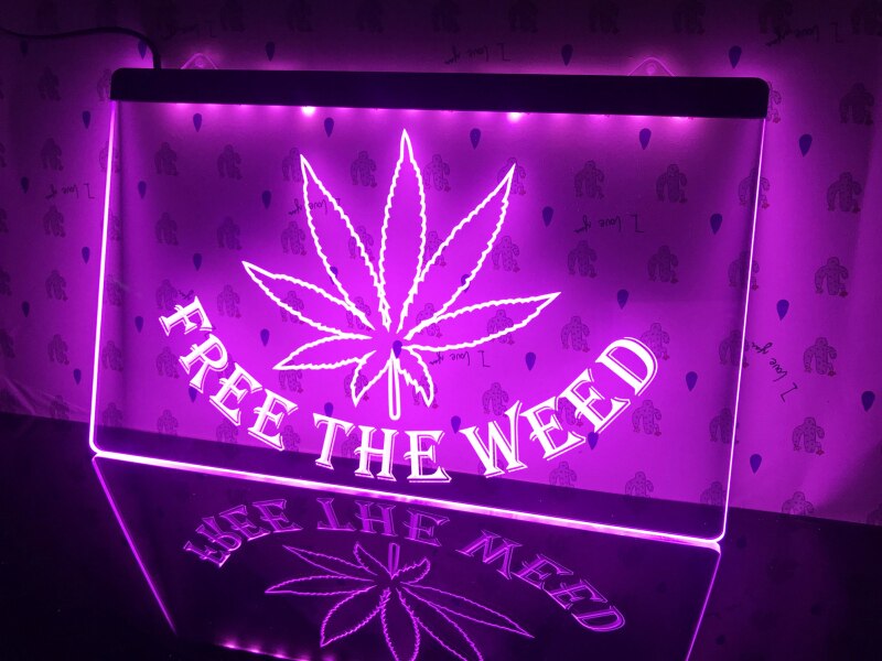 Free The Weed Illuminated LED Sign Dope Neons