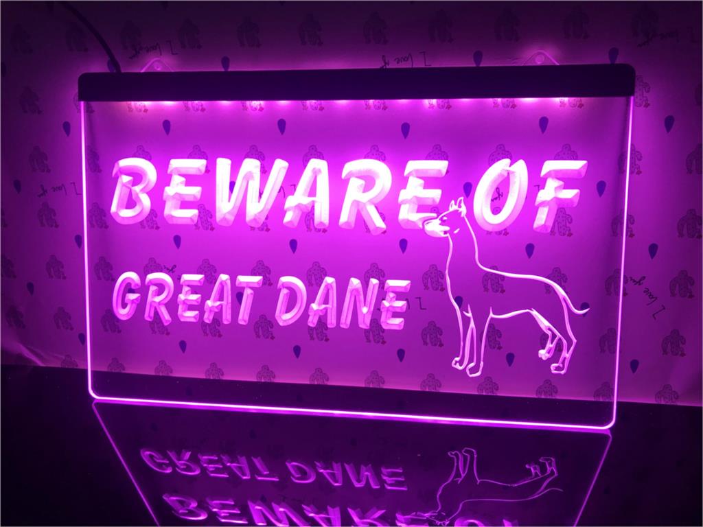 Beware of Great Dane Illuminated Sign