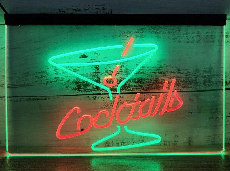 Cocktails Two Tone Illuminated Sign