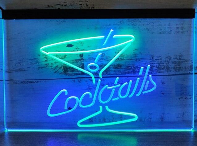 Cocktails Two Tone Illuminated Sign