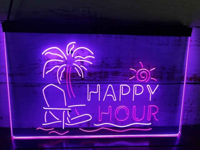 Happy Hour Bar Two Tone Illuminated Sign