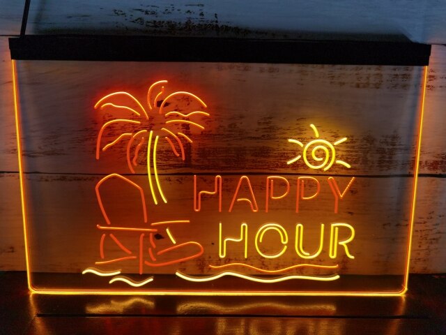 Happy Hour Bar Two Tone Illuminated Sign