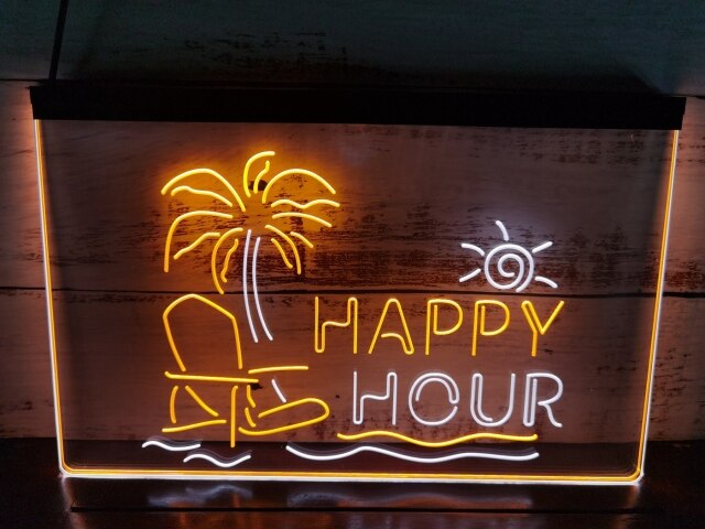 Happy Hour Bar Two Tone Illuminated Sign