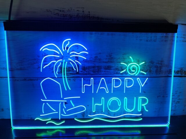 Happy Hour Bar Two Tone Illuminated Sign