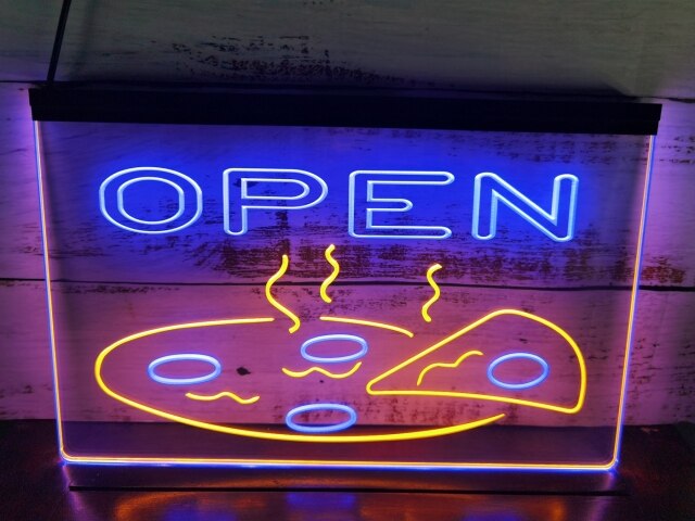 Open Pizza Two Tone Illuminated Sign