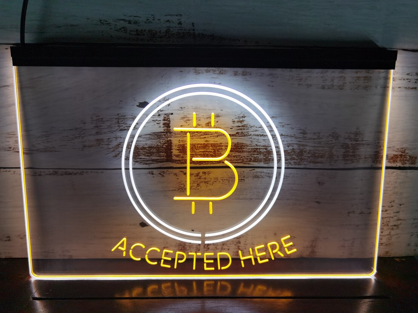 Bitcoin Accepted Here Two Tone Illuminated Sign