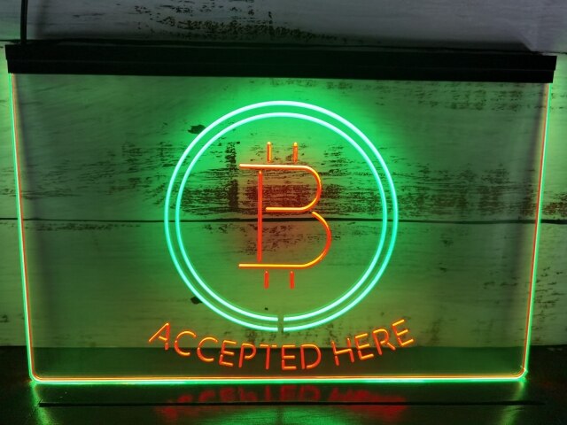 Bitcoin Accepted Here Two Tone Illuminated Sign