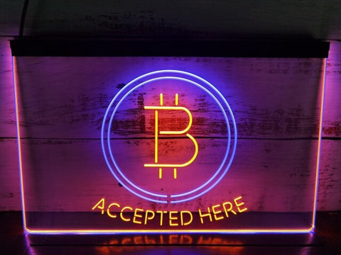 Bitcoin Accepted Here Two Tone Illuminated Sign