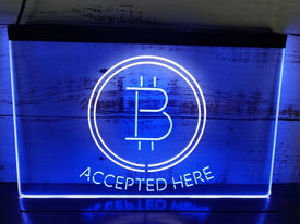 Bitcoin Accepted Here Two Tone Illuminated Sign