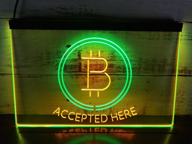 Bitcoin Accepted Here Two Tone Illuminated Sign