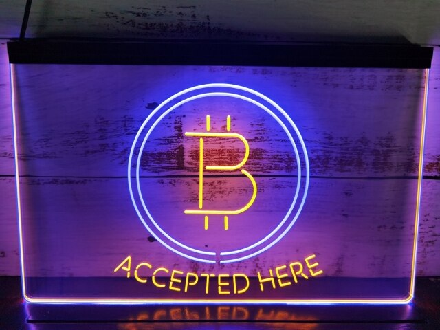 Bitcoin Accepted Here Two Tone Illuminated Sign