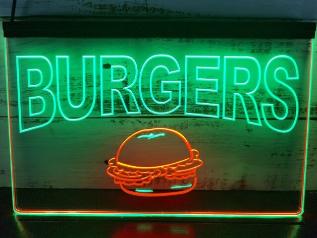 Burgers Two Tone Illuminated Sign