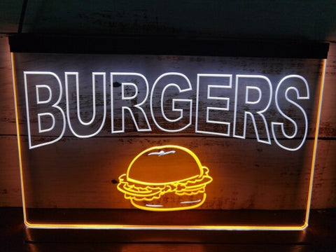 Image of Burgers Cafe Two Tone Illuminated Sign