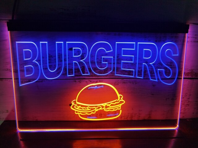 Burgers Two Tone Illuminated Sign