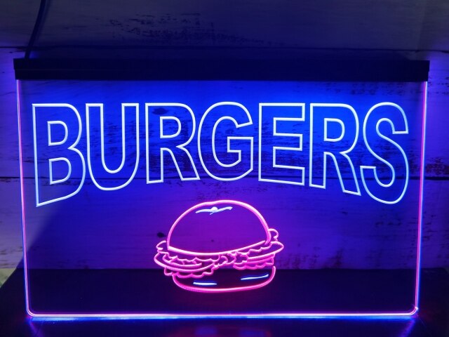 Burgers Two Tone Illuminated Sign