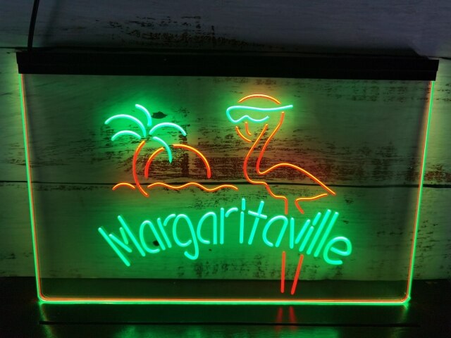 Flamingo Margaritaville Two Tone Illuminated Sign