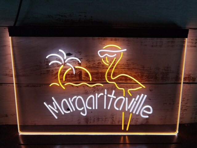 Flamingo Margaritaville Two Tone Illuminated Sign