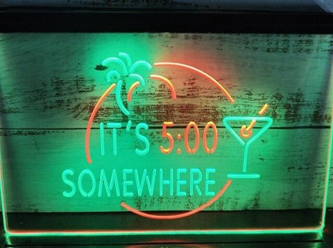 Image of It's 5:00 Somewhere Two Tone Illuminated Sign