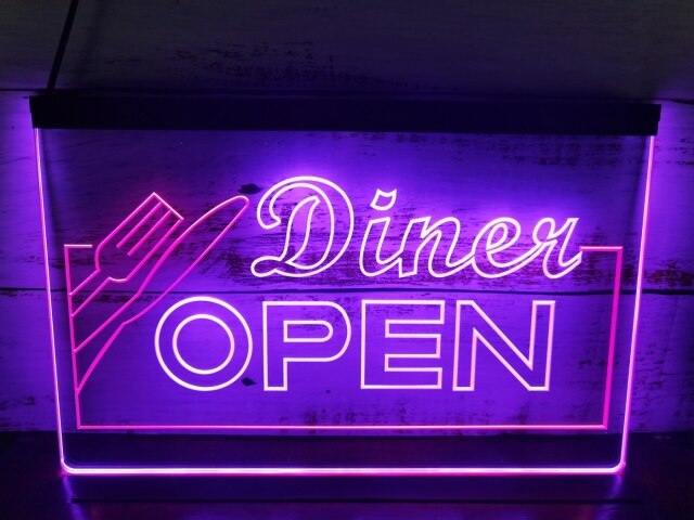 Diner Open Two Tone Illuminated Sign