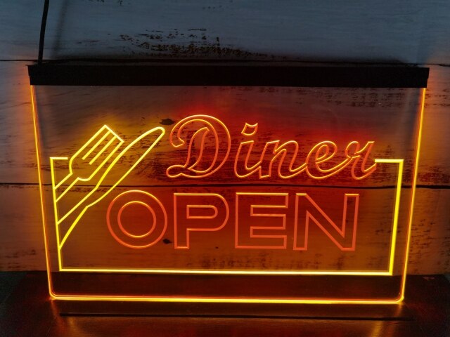 Diner Open Two Tone Illuminated Sign