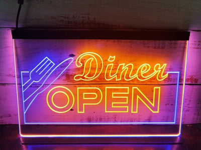 Diner Open Two Tone Illuminated Sign