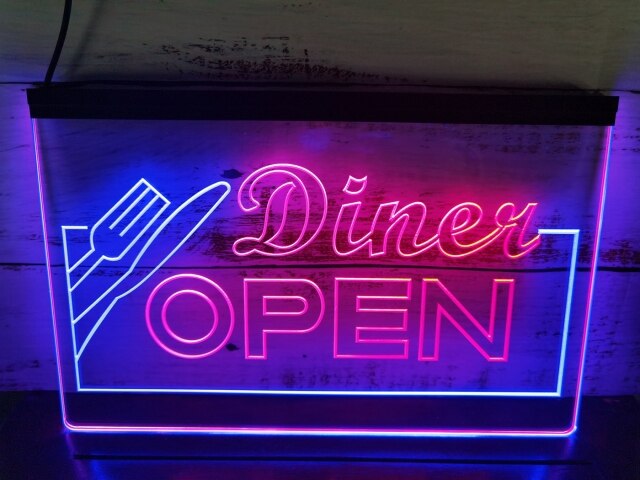 Diner Open Two Tone Illuminated Sign