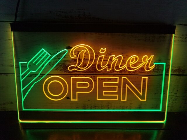 Diner Open Two Tone Illuminated Sign