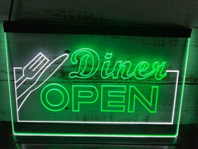 Diner Open Two Tone Illuminated Sign