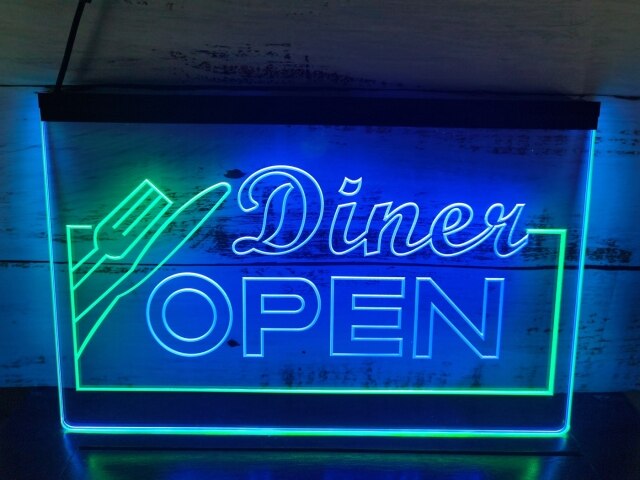 Diner Open Two Tone Illuminated Sign