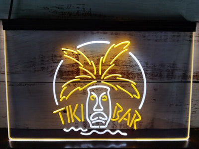Tiki Bar Palm Mask Two Tone Illuminated Sign