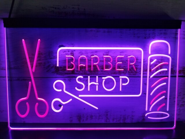 Barber Shop Two Tone Illuminated Sign