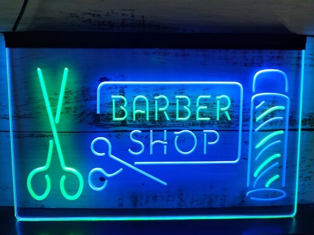 Barber Shop Two Tone Illuminated Sign