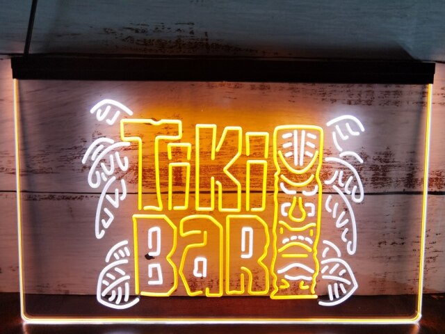Tiki Bar Mask Two Tone Illuminated Sign