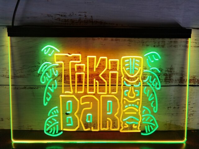 Tiki Bar Mask Two Tone Illuminated Sign