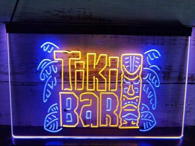 Tiki Bar Mask Two Tone Illuminated Sign