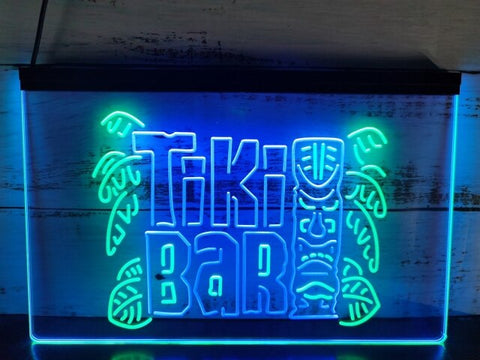 Image of Tiki Bar Mask Two Tone Illuminated Sign