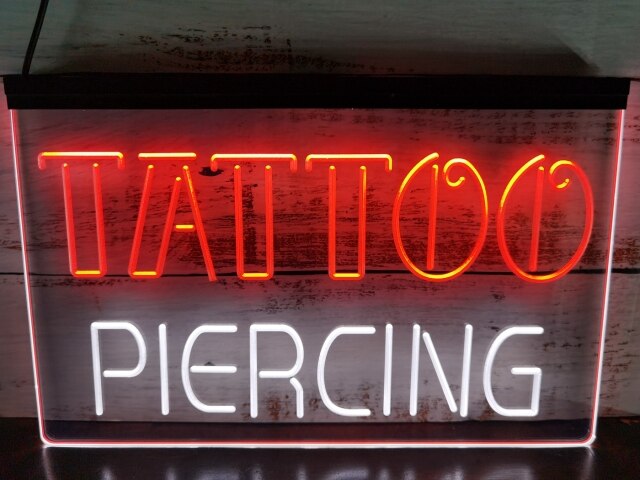 Tattoo and Piercing studio Two Tone Illuminated Sign