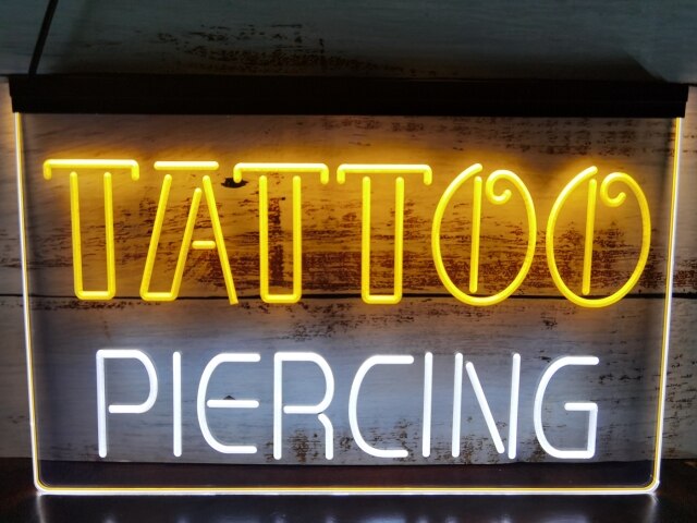 Tattoo and Piercing studio Two Tone Illuminated Sign