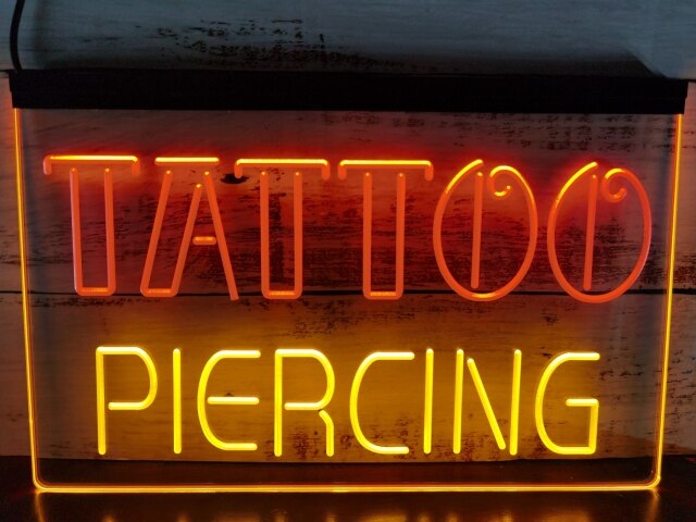 Tattoo and Piercing studio Two Tone Illuminated Sign