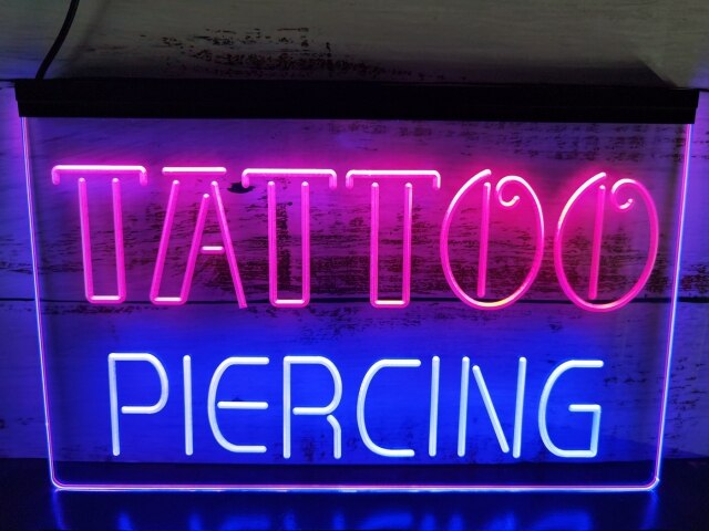 Tattoo and Piercing studio Two Tone Illuminated Sign