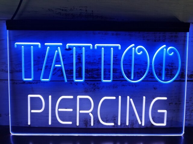 Tattoo and Piercing studio Two Tone Illuminated Sign