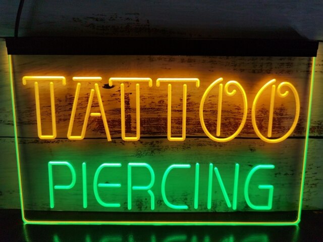 Tattoo and Piercing studio Two Tone Illuminated Sign